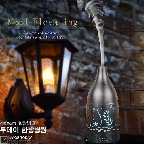 镂空铁艺香薰机静音加湿器七彩夜灯家用电器专供跨境工厂货源